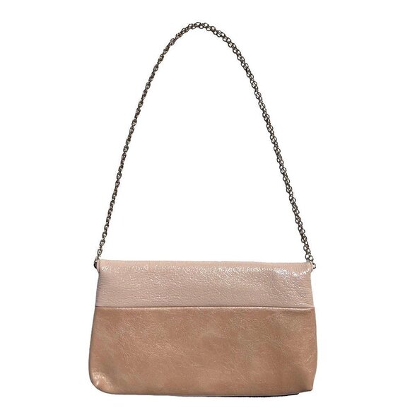 Aldo Champagne/Blush Faux Leather Clutch/Shoulderbag w Gold Chain Handle/Strap - Picture 3 of 6